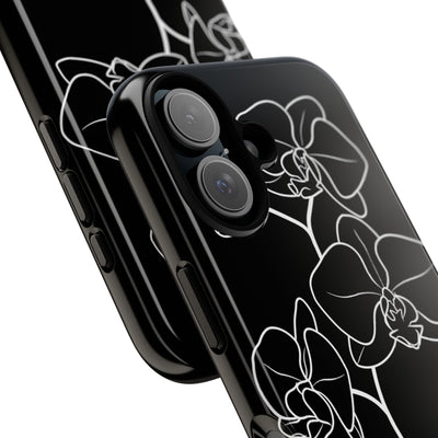 Black Tough Phone Case for iPhone - Noir Alabaster Orchid