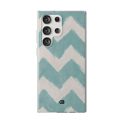 Teal Painted Chevron · Soft Phone Case for Samsung