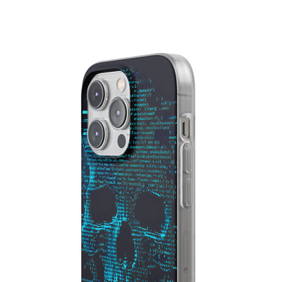 Cyan Glitch Skull · Soft Phone Case for iPhone