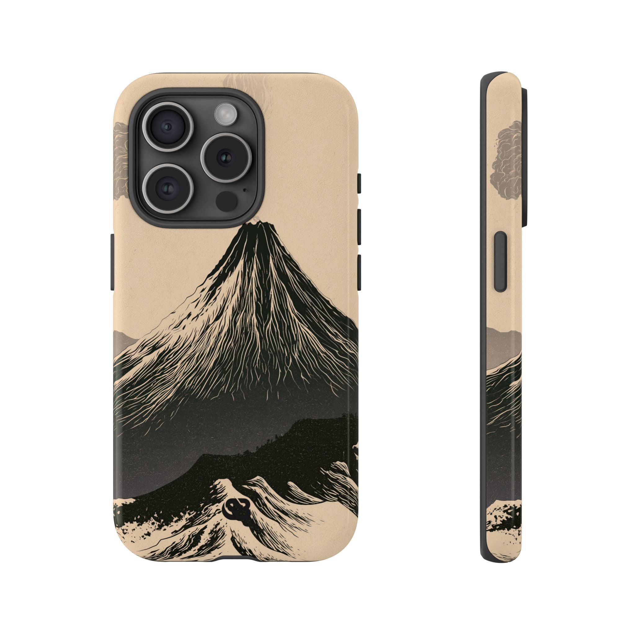 Beige Tough Phone Case for iPhone - Obsidian Ink Summit