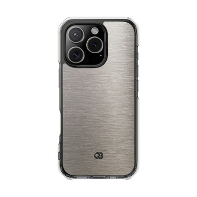 Brushed Silver Alloy · Clear Impact Magnetic Phone Case for iPhone ·  Silver
