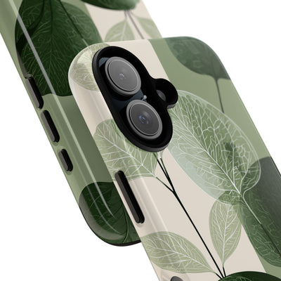 Green Tough Phone Case for iPhone - Sage Leaf Skeletals