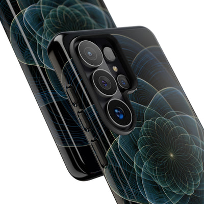 Blue Tough Phone Case for Samsung - Celestial Wireframe Bloom