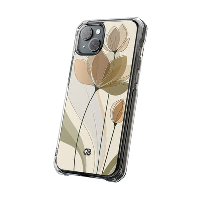 Translucent Petal Contour · Clear Impact Magnetic Phone Case for iPhone ·  Beige