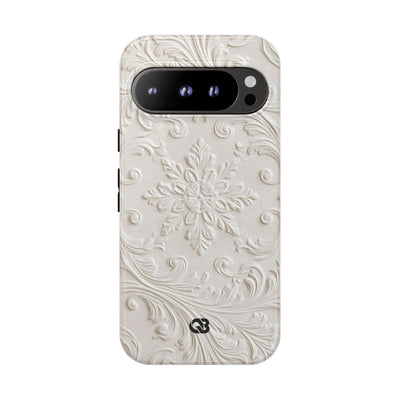 Ivory Baroque Relief · Tough Phone Case for Pixel ·  White