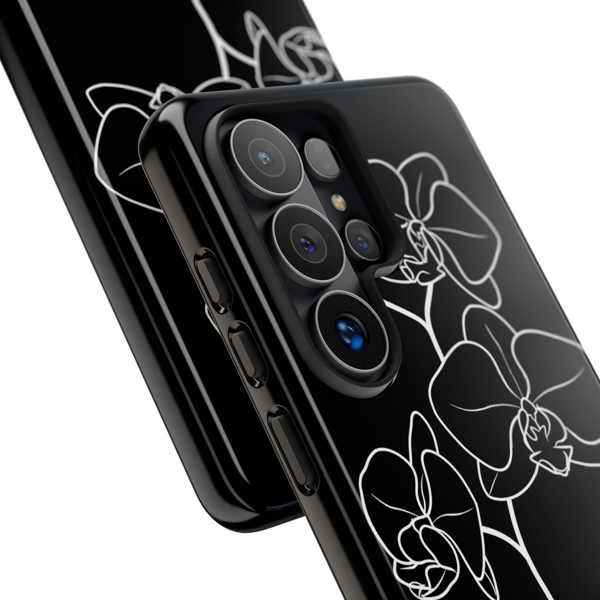 Black Tough Phone Case for Samsung - Noir Alabaster Orchid