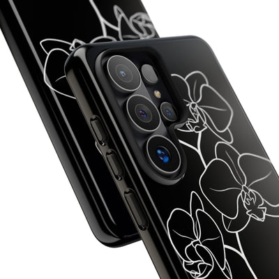 Black Tough Phone Case for Samsung - Noir Alabaster Orchid