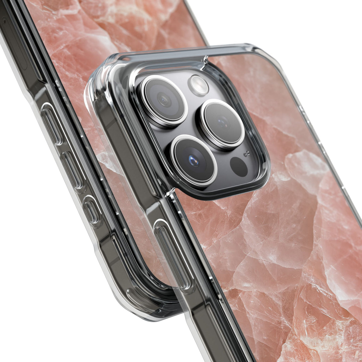 Rose Quartz Facet · Clear Impact Magnetic Phone Case for iPhone · Pink