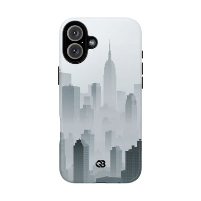 Grey Tough Phone Case for iPhone - Steel Mist Skyline