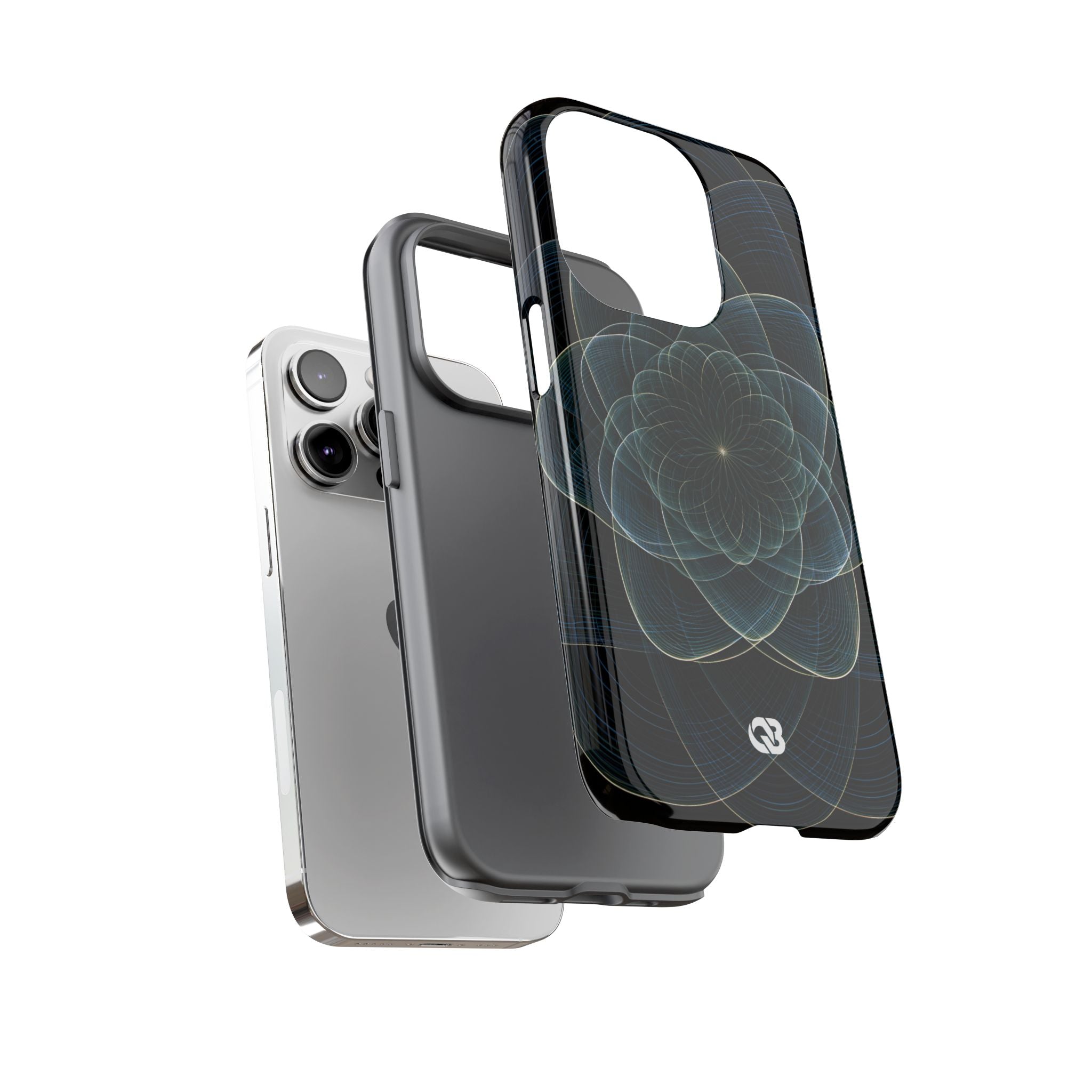 Blue Tough Phone Case for iPhone - Celestial Wireframe Bloom