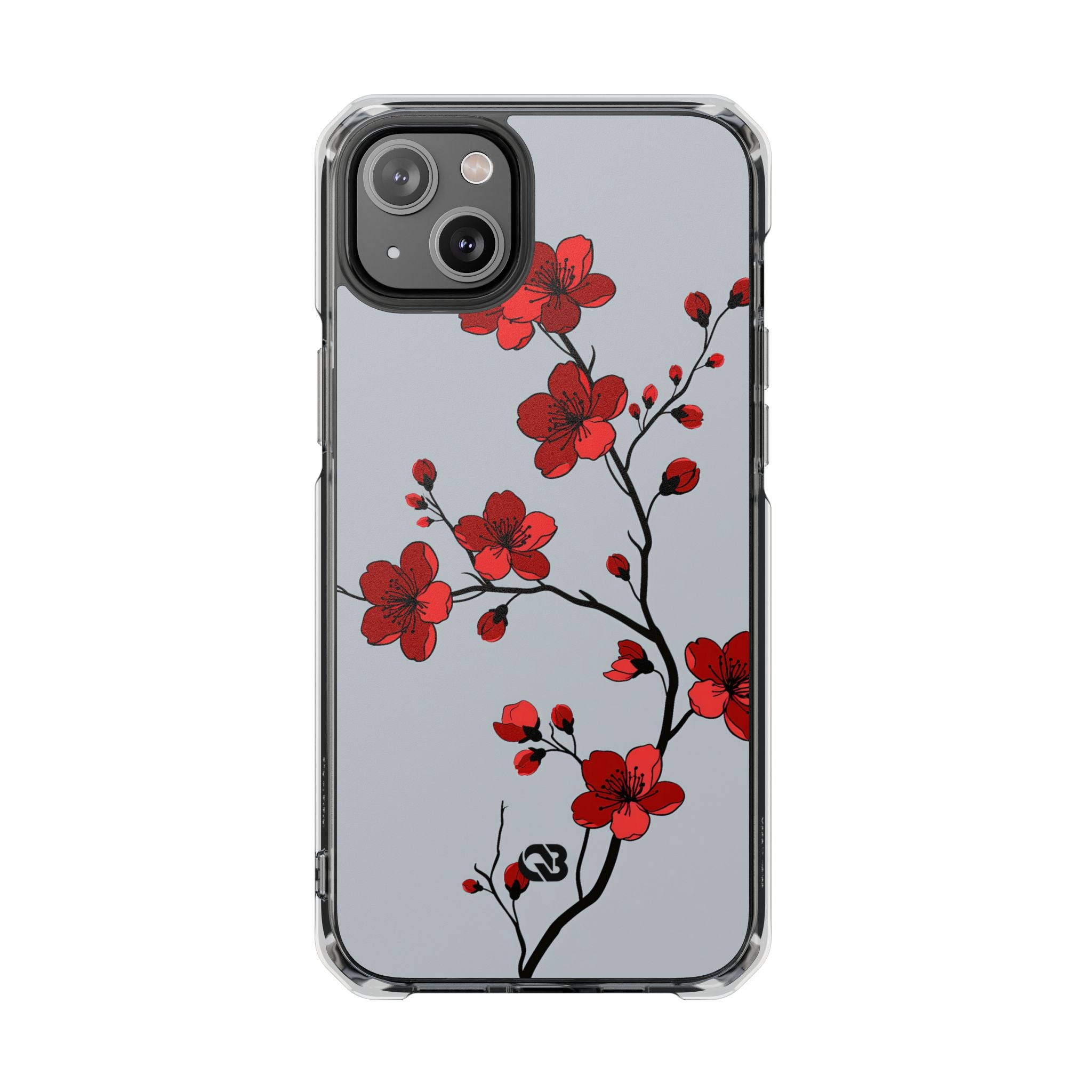 Grey Impact MagSafe Phone Case for iPhone - Crimson Blossom Onyx