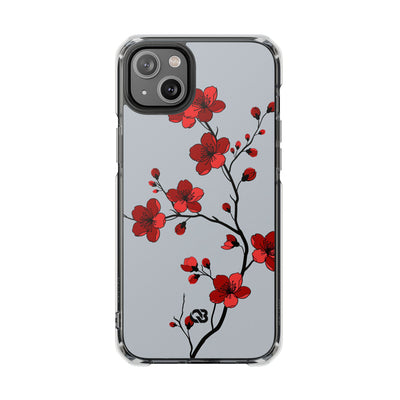 Grey Impact MagSafe Phone Case for iPhone - Crimson Blossom Onyx