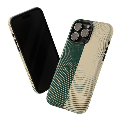 Green Tough Phone Case for iPhone - Evergreen Split Grain