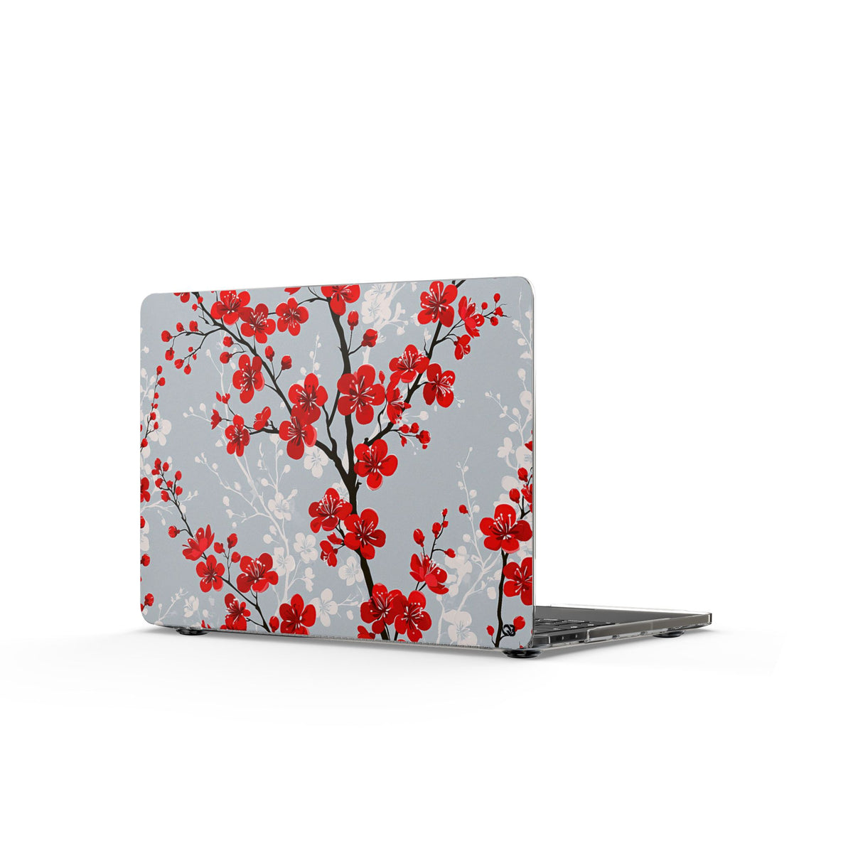 Scarlet Plum Blossom · Clear Hard Case for MacBook · Red
