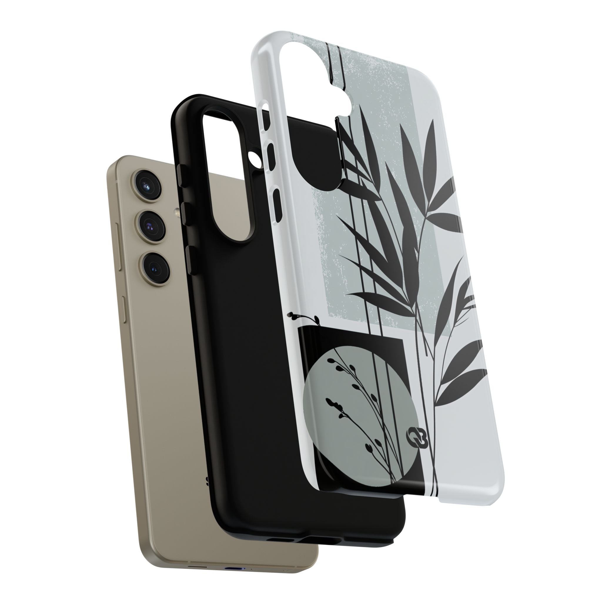Grey Tough Phone Case for Samsung - Sage Bamboo Noir