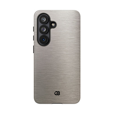 Grey Tough Phone Case for Samsung - Brushed Nickel Linen