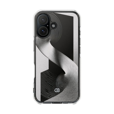 Grey Impact MagSafe Phone Case for iPhone - Obsidian Moiré Wave