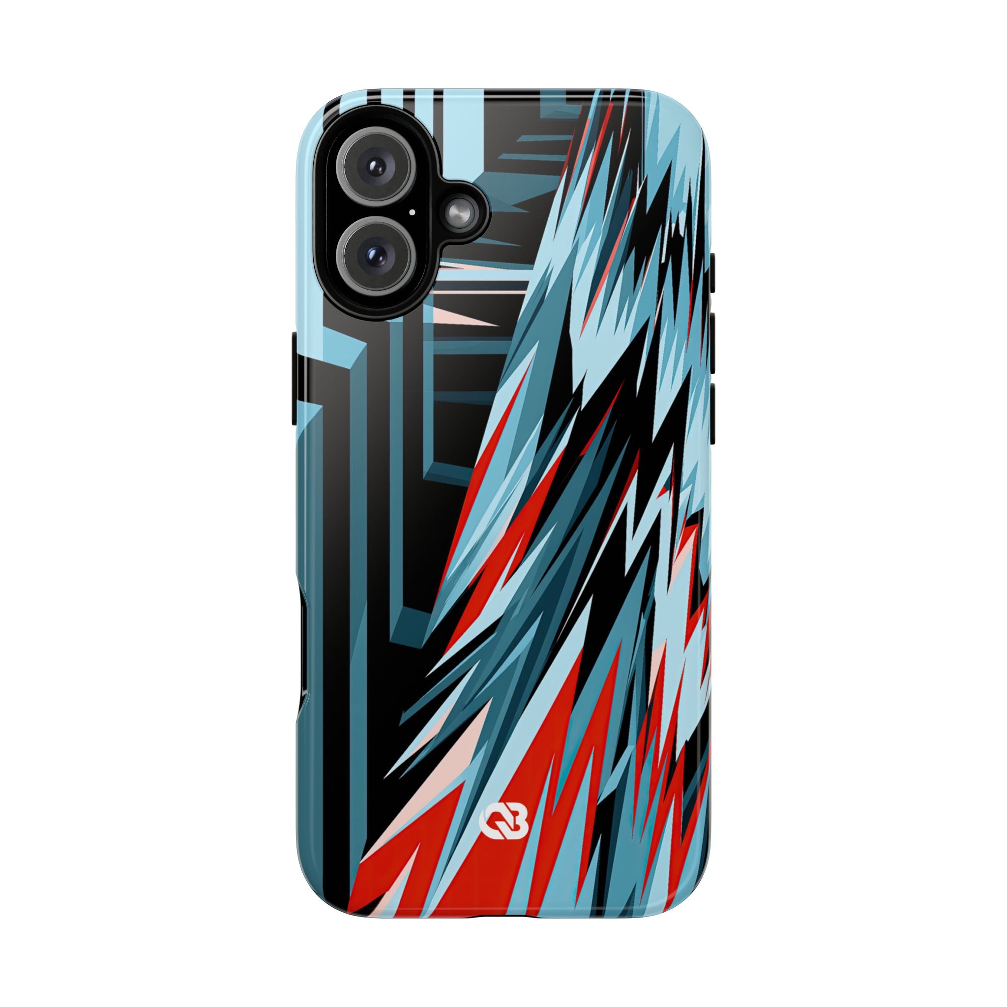 Blue Tough Phone Case for iPhone - Glitch Peak Cyan