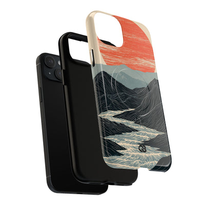 Beige Tough 2.0 Magsafe Phone Case for iPhone - Crimson Ridge Flow