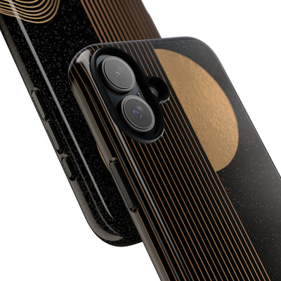Gold Tough Phone Case for iPhone - Gilded Obsidian Dunes