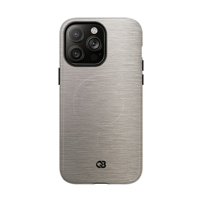 Grey Tough 2.0 Magsafe Phone Case for iPhone - Brushed Nickel Linen