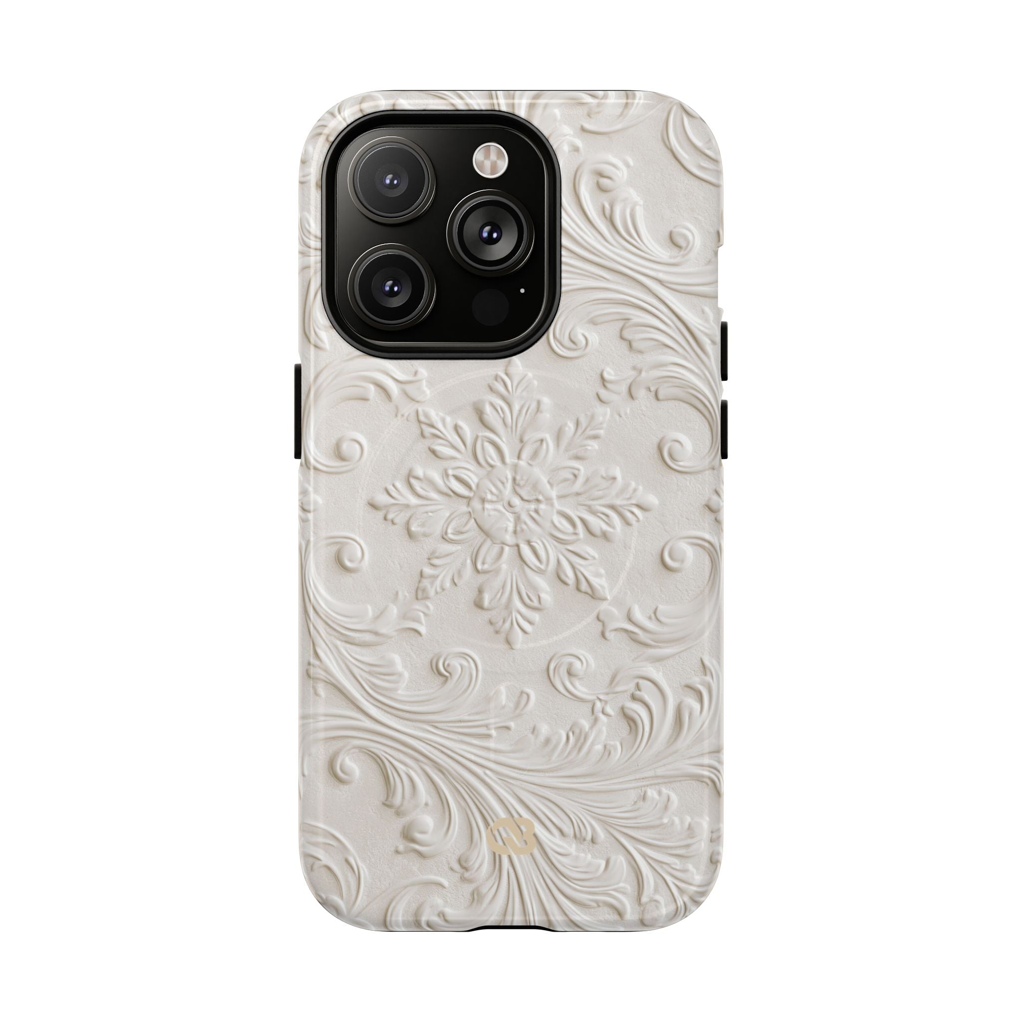White Tough 2.0 Magsafe Phone Case for iPhone - Alabaster Floral Relief