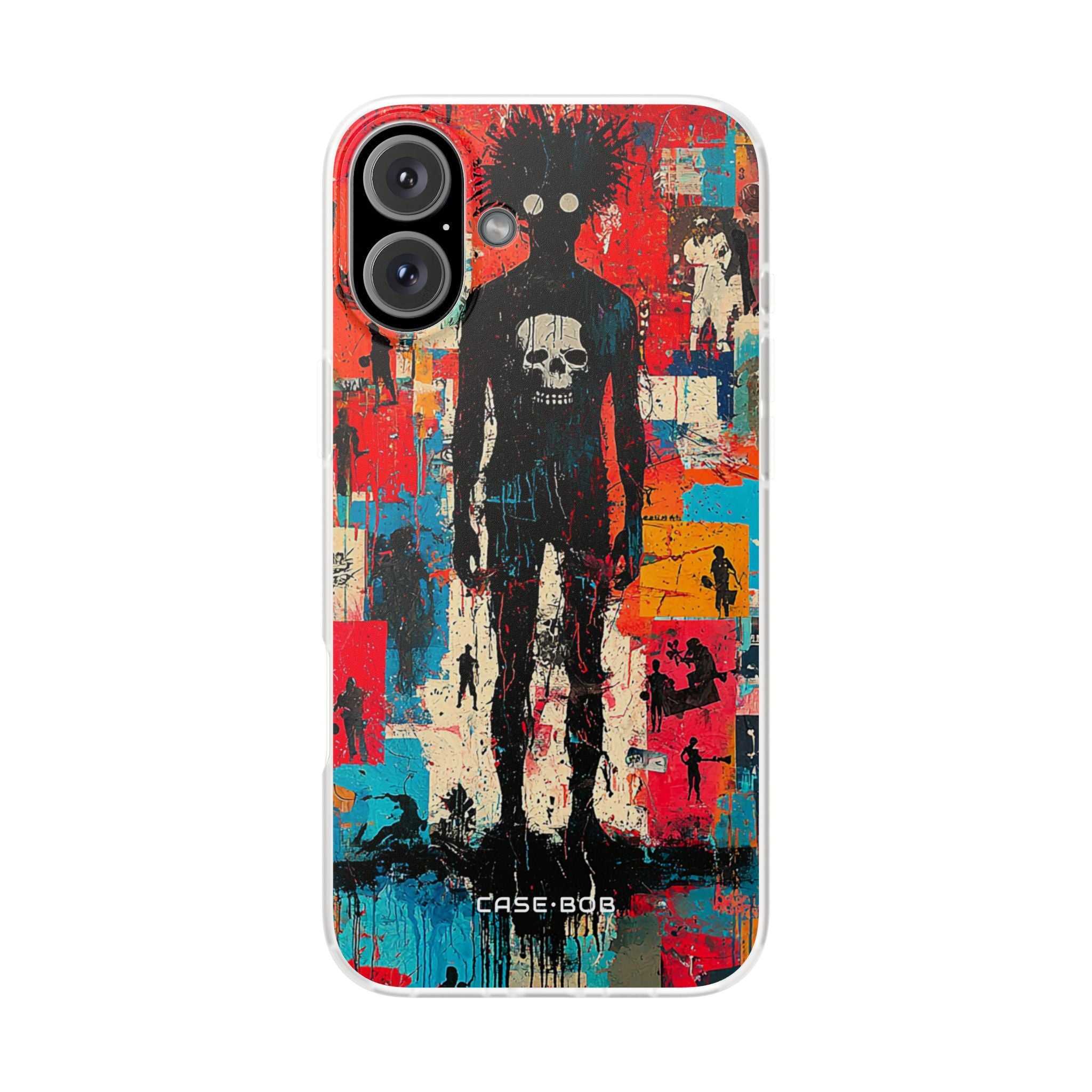 Spiky Skull Silhouette iPhone 16 Plus Case - Soft
