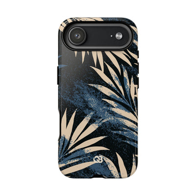 Blue Tough Phone Case for iPhone - Midnight Indigo Palm