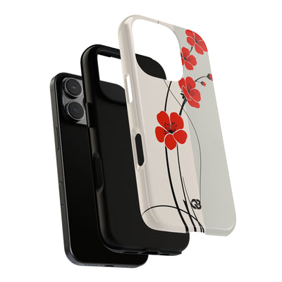 Red Tough Phone Case for iPhone - Crimson Plum Ink