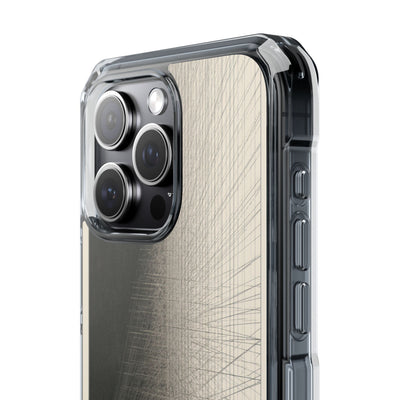 Beige Impact MagSafe Phone Case for iPhone - Brutalist Graphite Grid