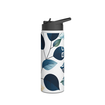 Navy Leaf Veins - Stainless Steel Water Bottle
