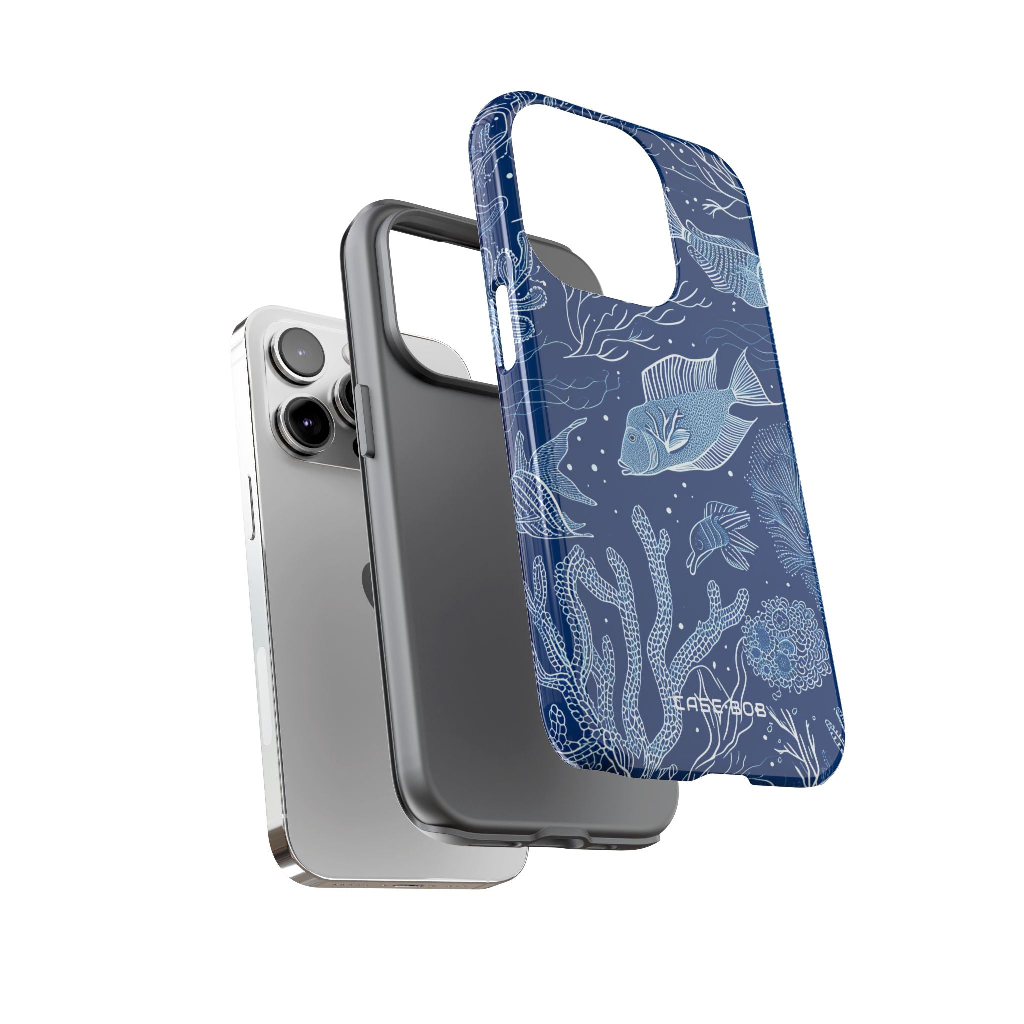 Navy Scale Reef iPhone 14 Pro Case - Tough