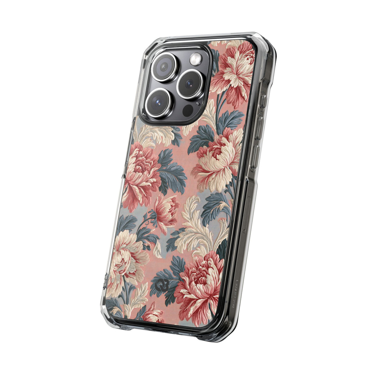 Blush Peony Jacquard · Clear Impact Magnetic Phone Case for iPhone ·  Pink