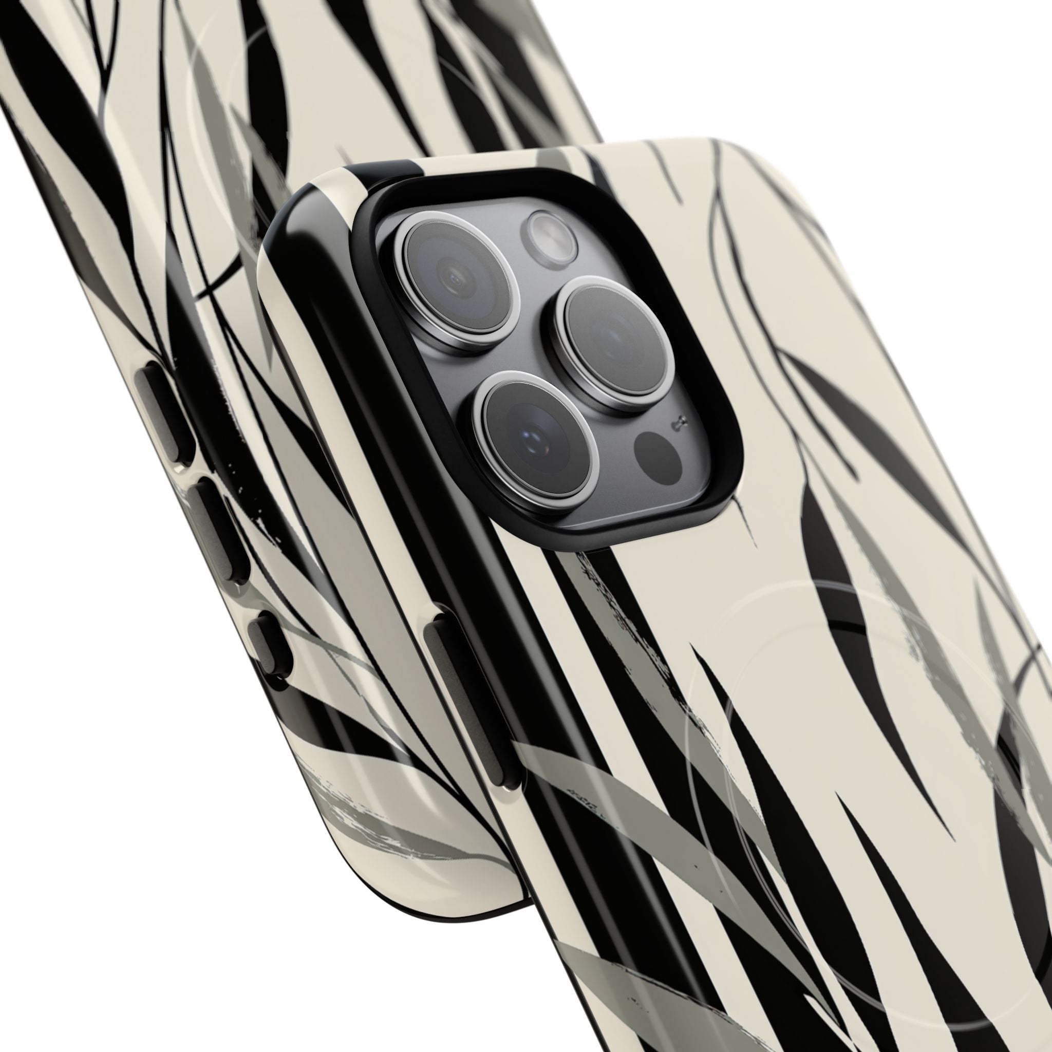Beige Tough 2.0 Magsafe Phone Case for iPhone - Soot Leaf Sketch