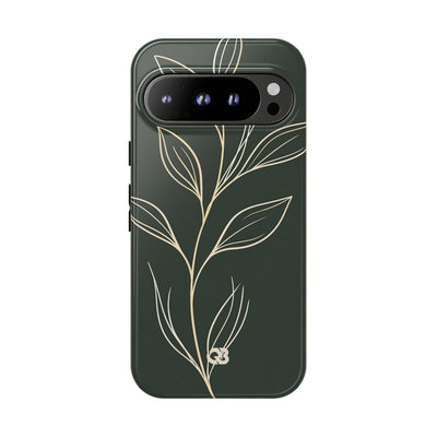 Minimal Botanical Stem · Tough Phone Case for Pixel ·  Green