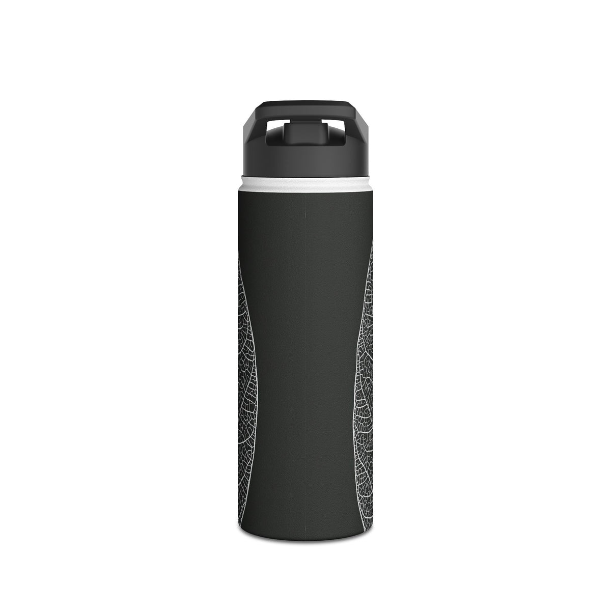 Monochrome Leaf Skeleton · Insulated Water Bottle · Black