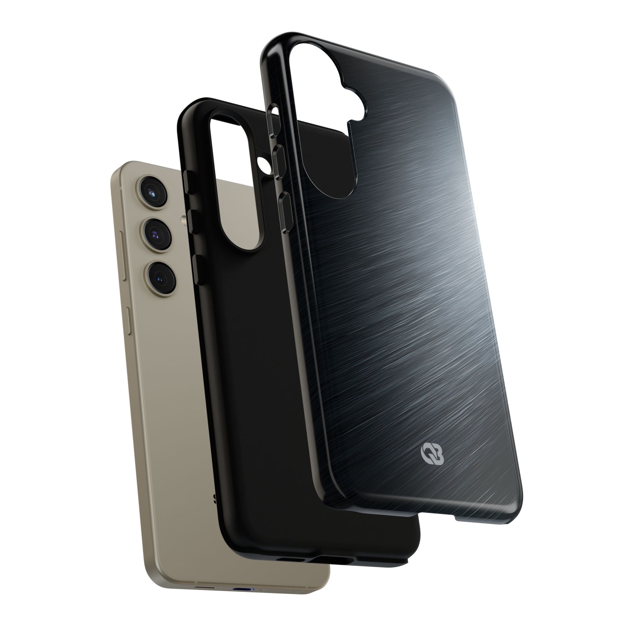 Grey Tough Phone Case for Samsung - Charcoal Brushed Steel