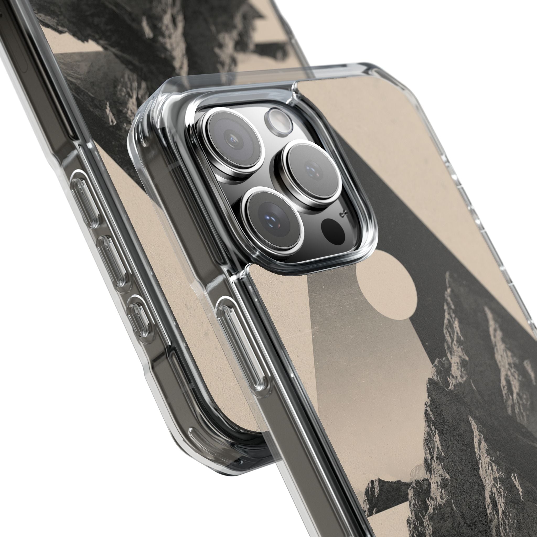 Beige Impact MagSafe Phone Case for iPhone - Obsidian Summit Parchment