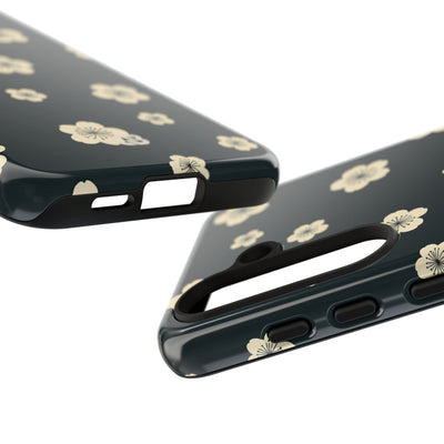 Teal Tough Phone Case for Samsung - Obsidian Cream Petals
