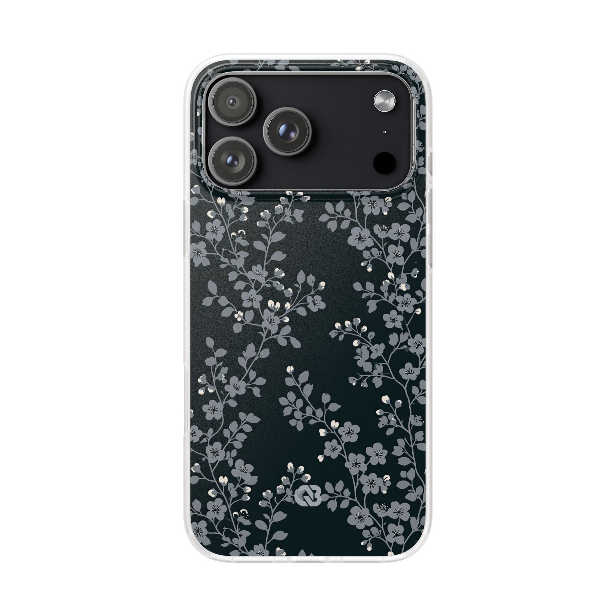 Black Lite Phone Case for iPhone - Midnight Slate Blossom