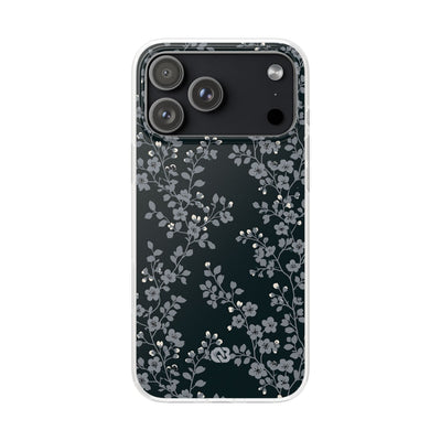 Black Lite Phone Case for iPhone - Midnight Slate Blossom