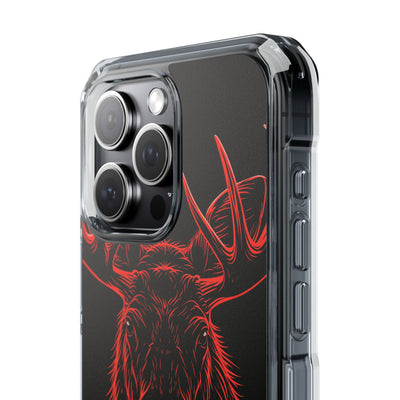 Nordic Moose Contour · Clear Impact Magnetic Phone Case for iPhone ·  Red