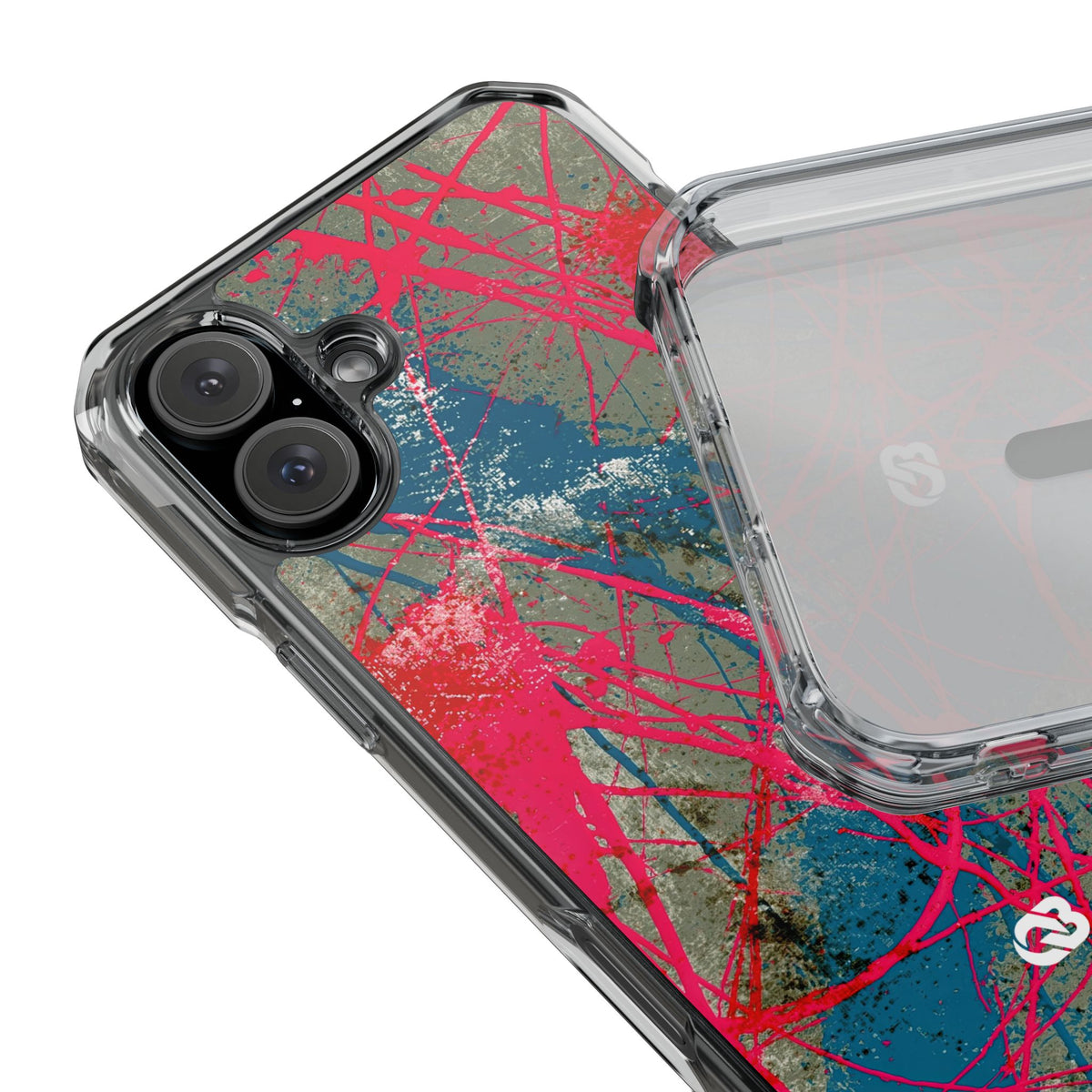 Neon Static Drip · Clear Impact Magnetic Phone Case for iPhone · Pink