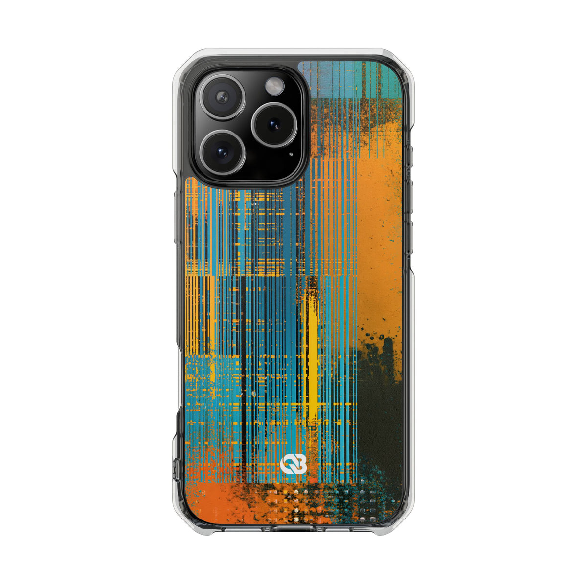 Cyber Glitch Stream · Clear Impact Magnetic Phone Case for iPhone · Teal