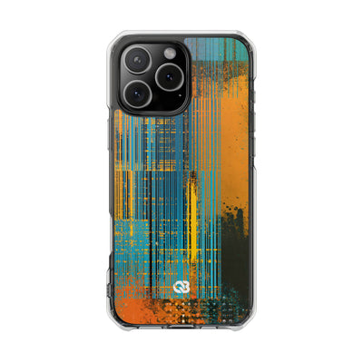 Cyber Glitch Stream · Clear Impact Magnetic Phone Case for iPhone · Teal