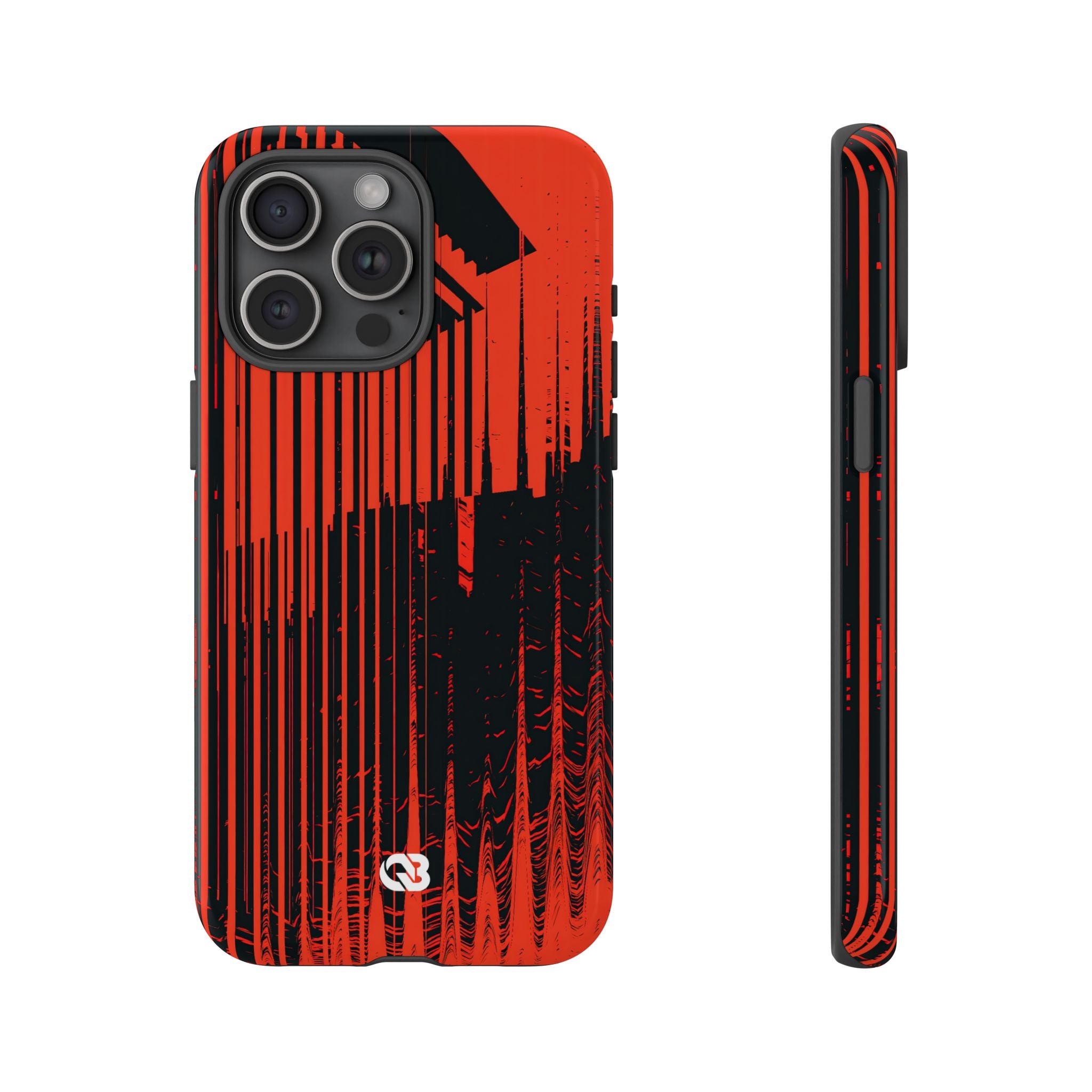 Red Tough Phone Case for iPhone - Crimson Brutalist Distortion