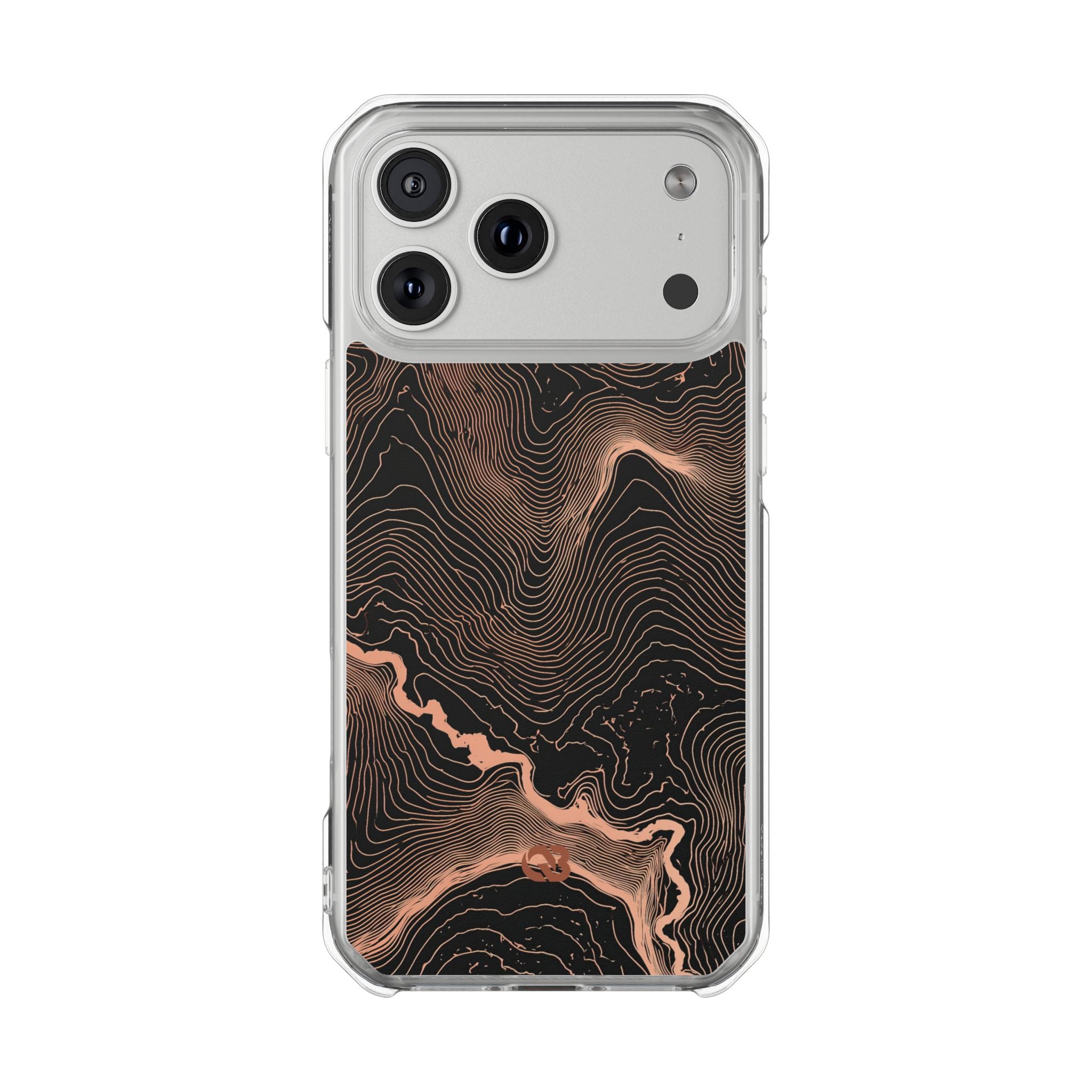 Orange Impact MagSafe Phone Case for iPhone - Salmon Ridge Topo