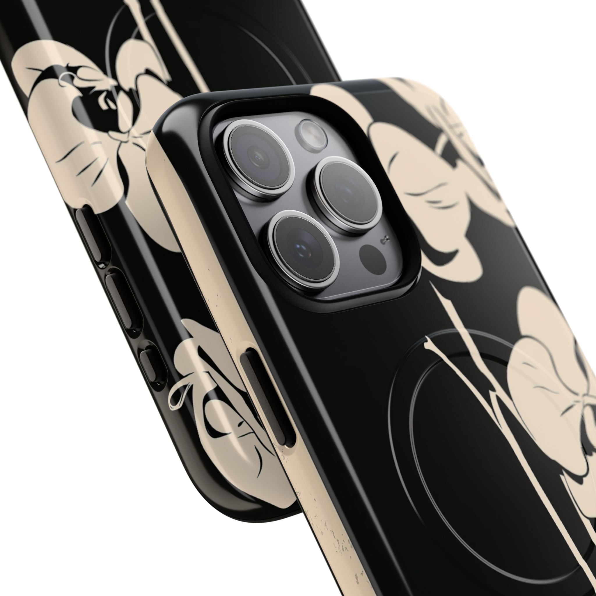 Black Tough 2.0 Magsafe Phone Case for iPhone - Obsidian Bone Orchid