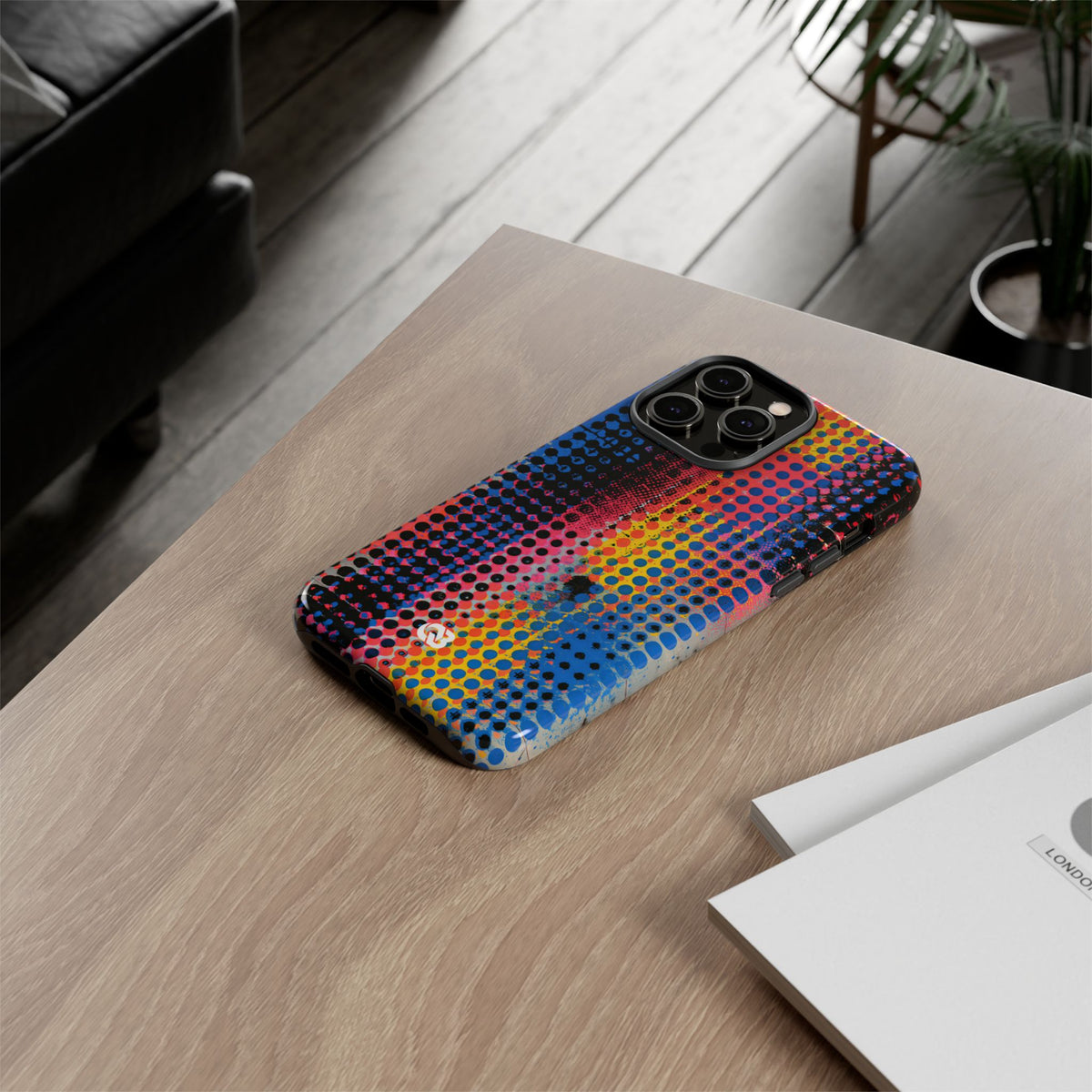 Chromatic Halftone Grid · Tough Phone Case for iPhone · Blue