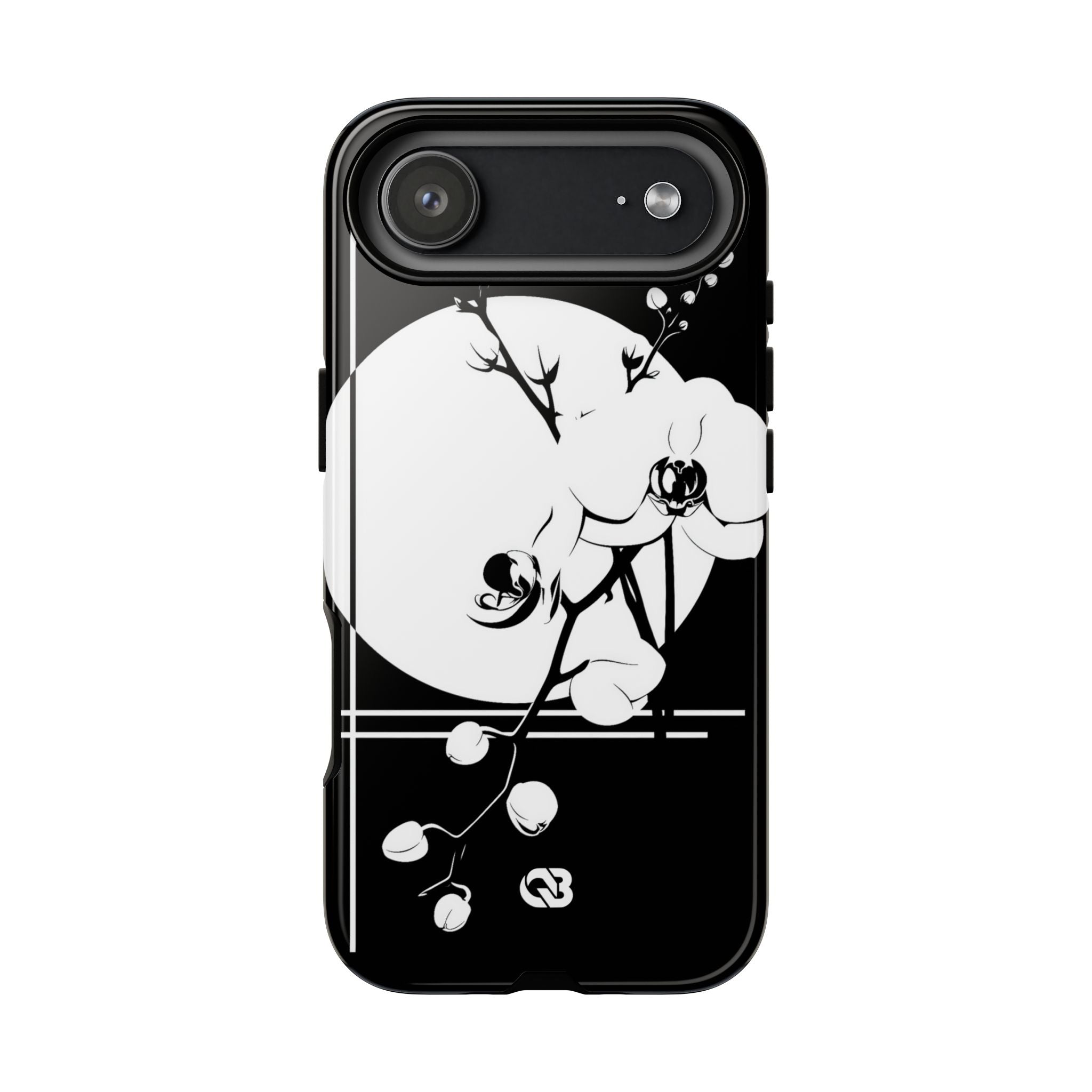 Black Tough Phone Case for iPhone - Lunar Orchid Grid
